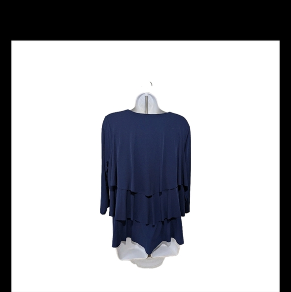 Susan Graver Beaded Tiered Liquid Knit Babydoll Tunic Top L Mature Artsy #2 - Picture 7 of 8